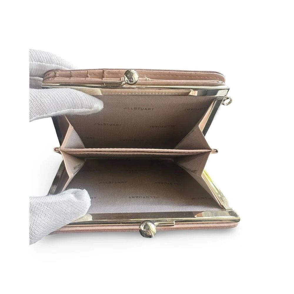Jill Stuart Blush Pink 👀photosBi-fold kisslock wallet "Gloria" cowhide leather - Picture 4 of 11